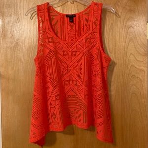 Material Girl Burnout Orange Tank Top Large